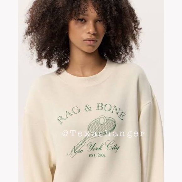 NWT Rag and Bone RB Raquet Sweatshirt M Medium Ivory - Picture 1 of 14